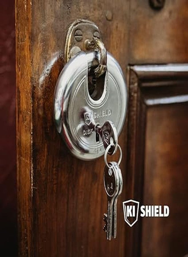 KI SHIELD قفل قرصي Ki Shield 1008 مقاس 80 مم | مصنوع من الفولاذ السبائكي | مطلي بالكروم الفضي اللامع | أقفال بمفاتيح، أقفال أبواب، ملحقات أبواب | (عبوة من قطعة واحدة) - Image 5